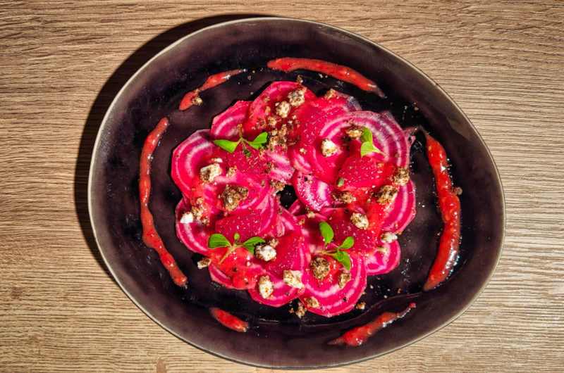 Beetroot carpaccio with raspberry dressing