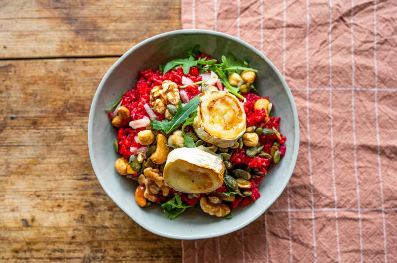 Beetroot risotto with goatscheese